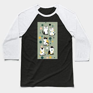 Polka Dot Elegance: Sophisticated Cat Design Baseball T-Shirt